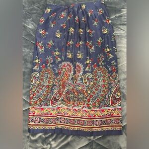 Talbots Faux Wrap Style Floral Paisley Midi Skirt with Button Detail Sz 14/ 32”